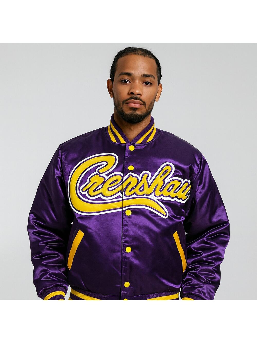 Headgear Classics Crenshaw Jacket LeBron James 23 Purple Satin Bomber New Ltd Ed